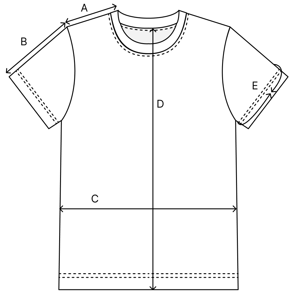 Bild um die Maße des fertigen Kleidungsstücks zu veranschaulichen
